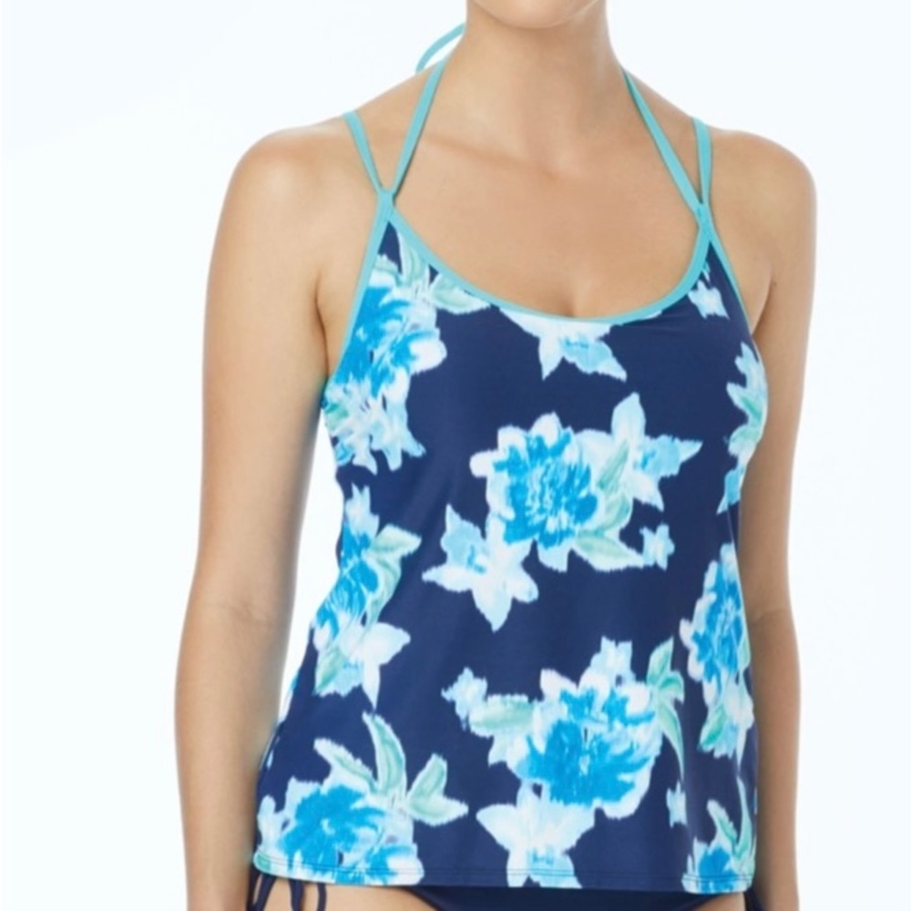 NWT Beach House Mia Underwire Tankini Top Blue Bungalow Bay Flower‎ Size 6